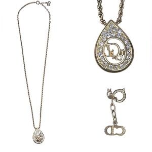 Authentic - Christian Dior Vintage Crystal Teardrop Pendant Necklace